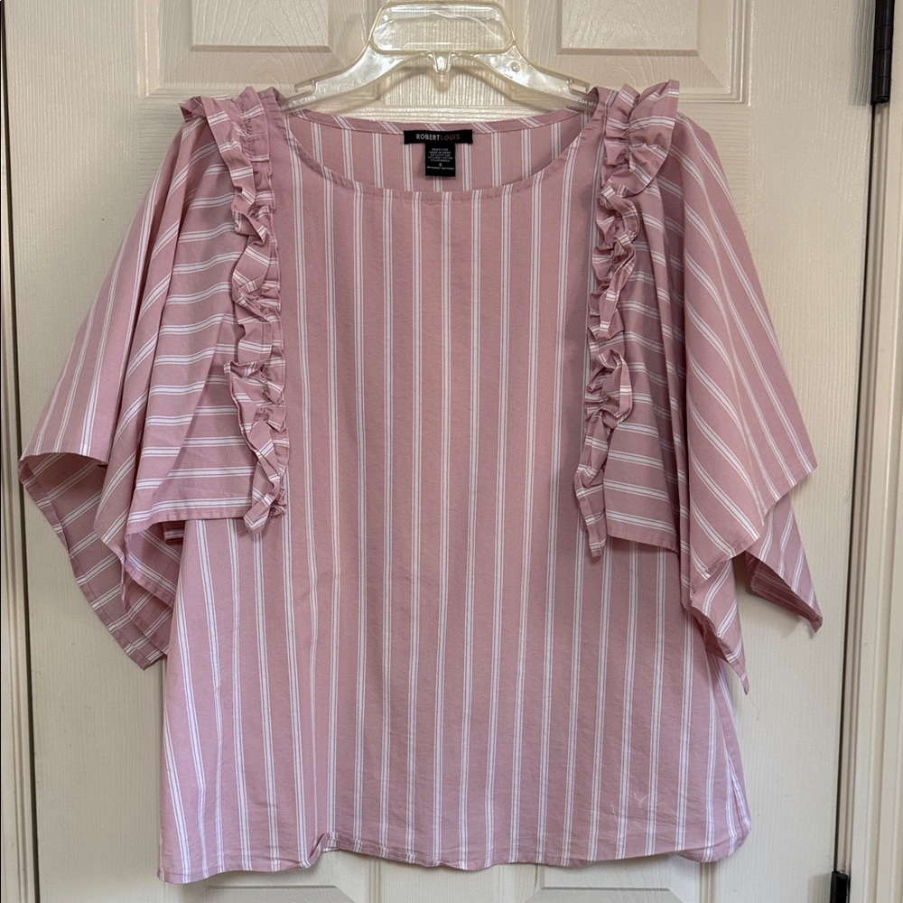 Robert Louis Pink and White Striped Blouse